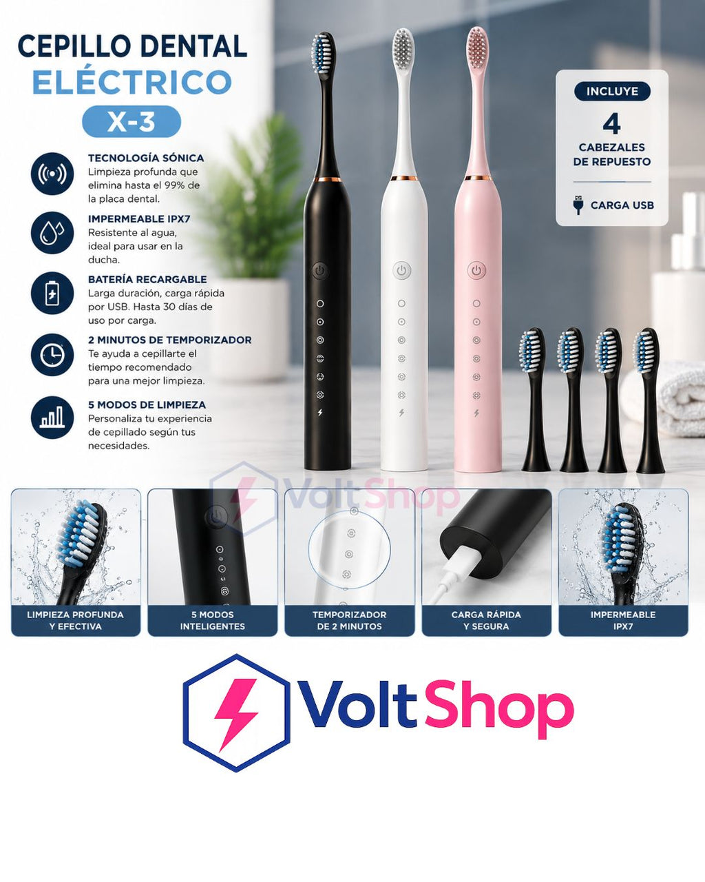 Cepillo de dientes recargable USB