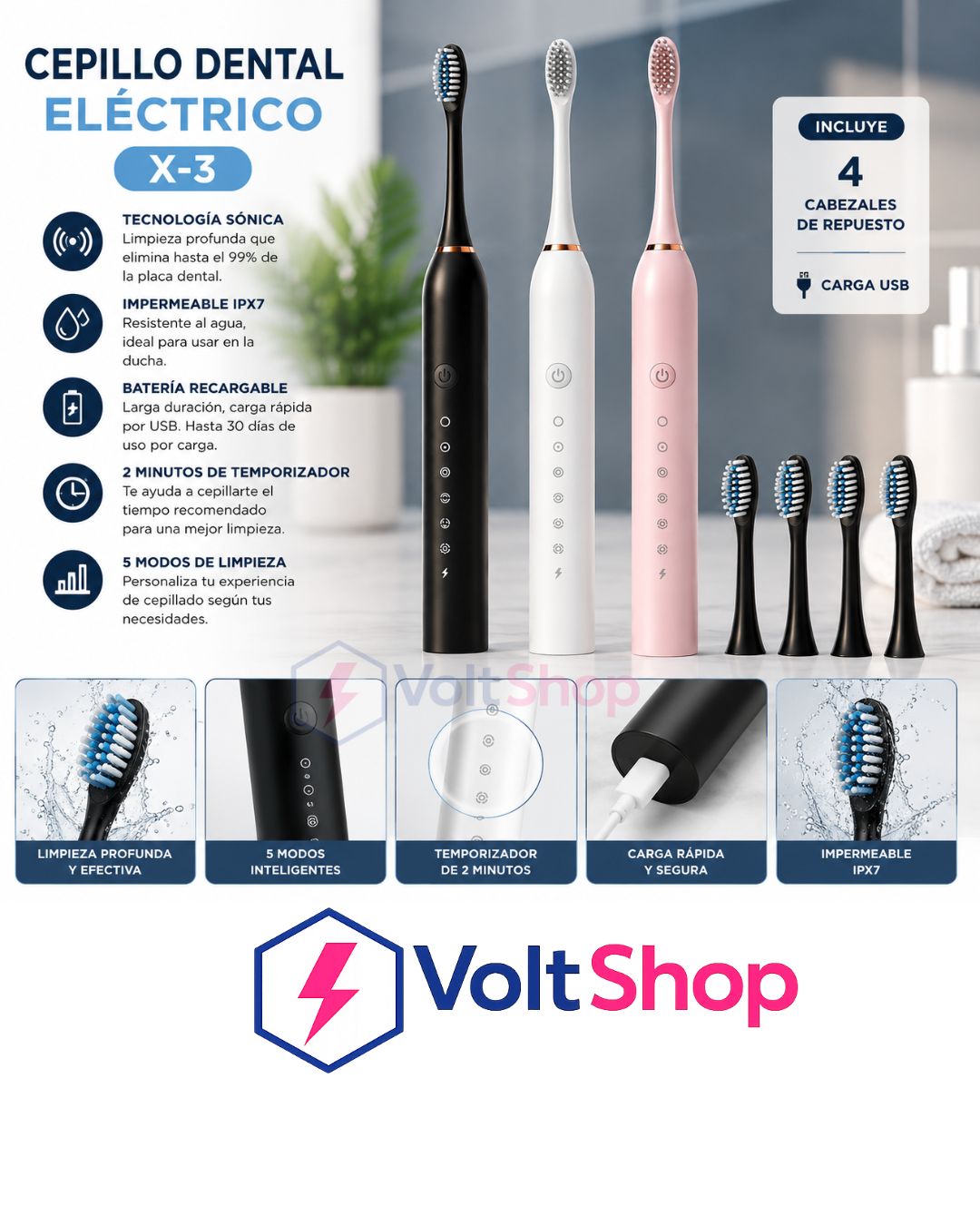 Cepillo de dientes recargable USB